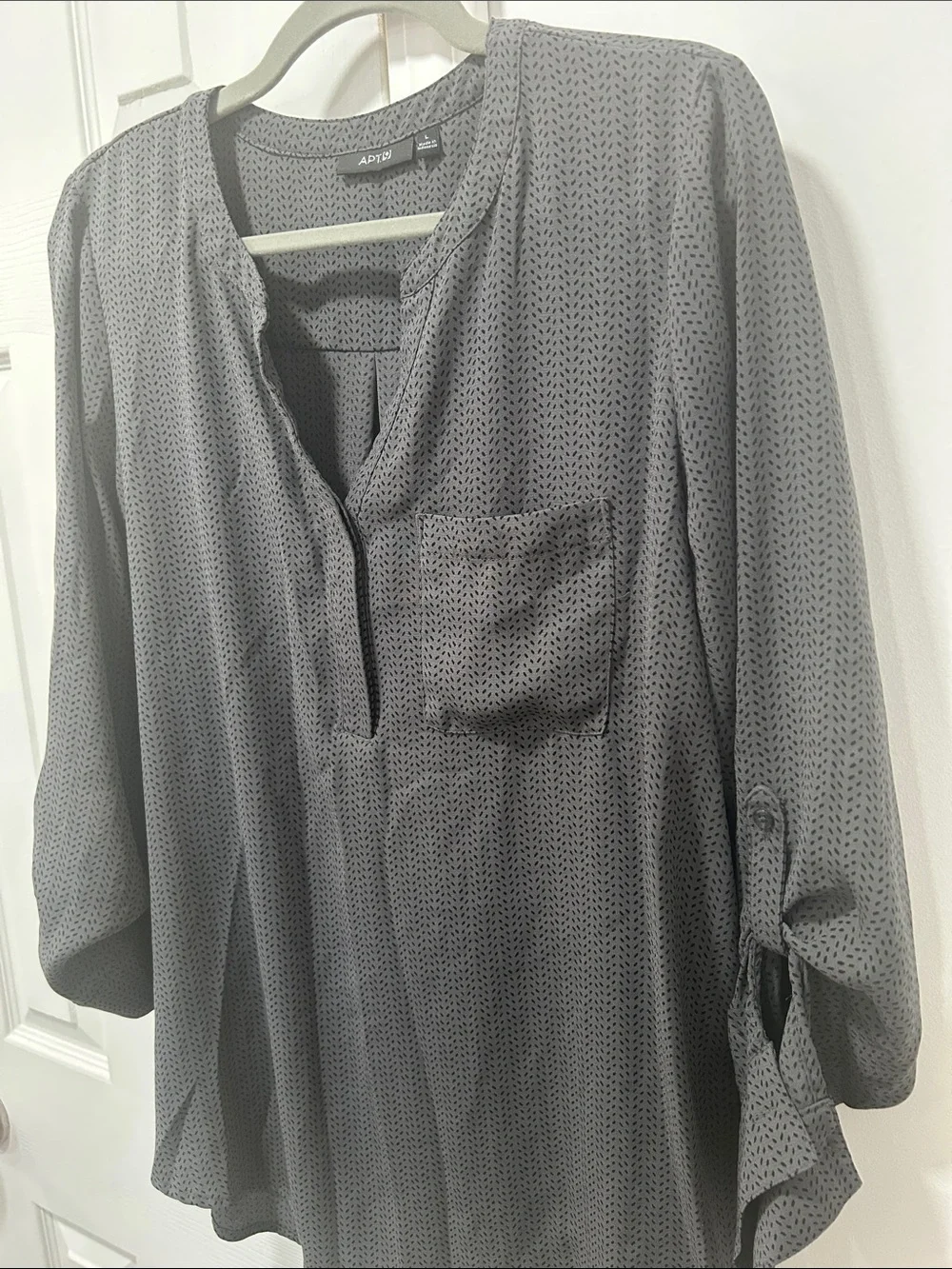 Apt. 9 Charcoal Micro-Print Split-Neck Blouse - Picture 5 of 5